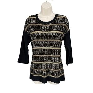 Coldwater Creek Preppy Sweater Women Size M Metallic Alpaca Wool Blend Knit Cozy